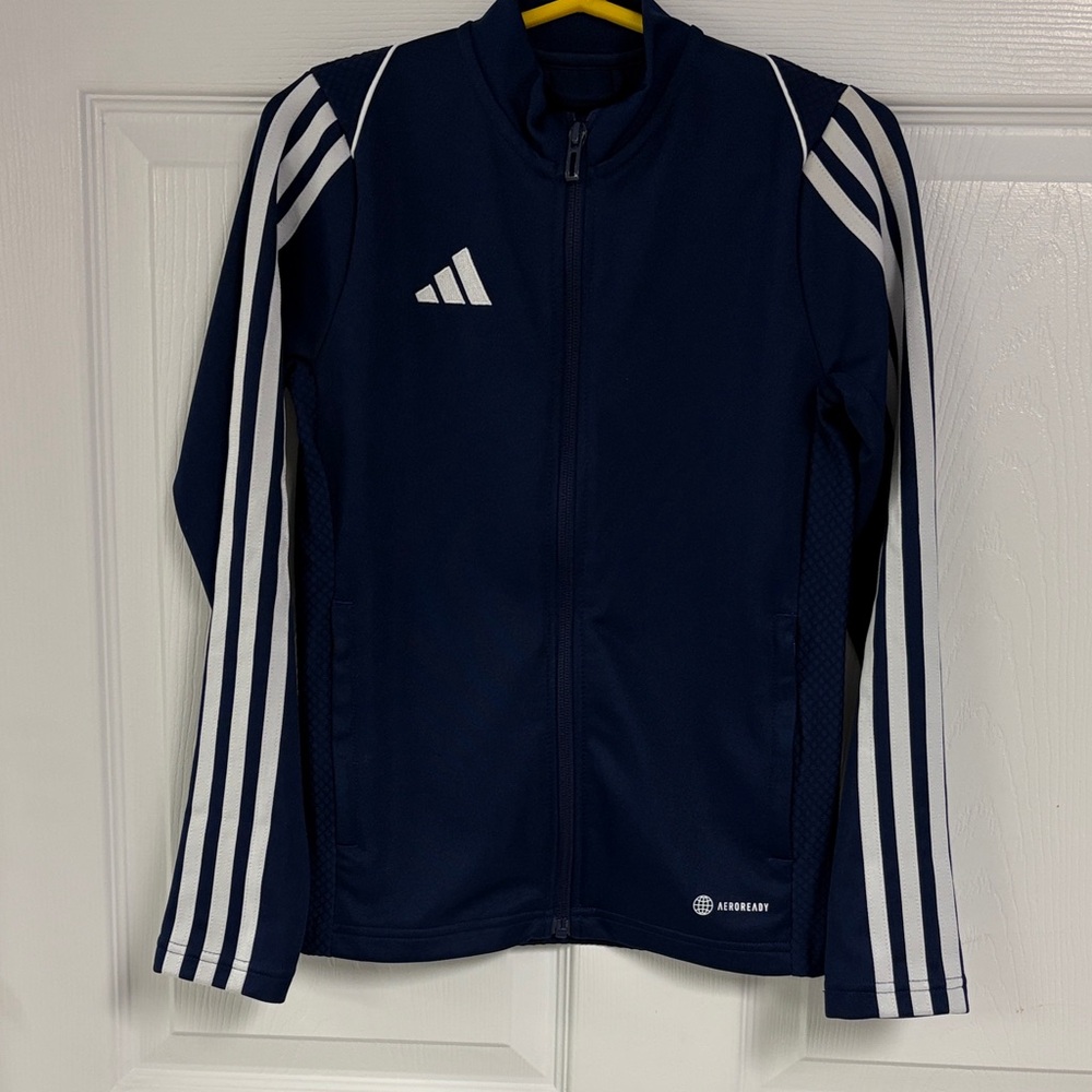 Adidas Navy Blue Full-Zip Youth Training Jacket